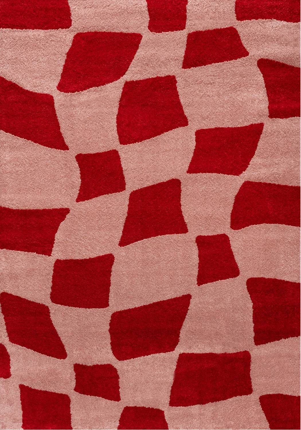 Joli Checkered Red & Pink Rug