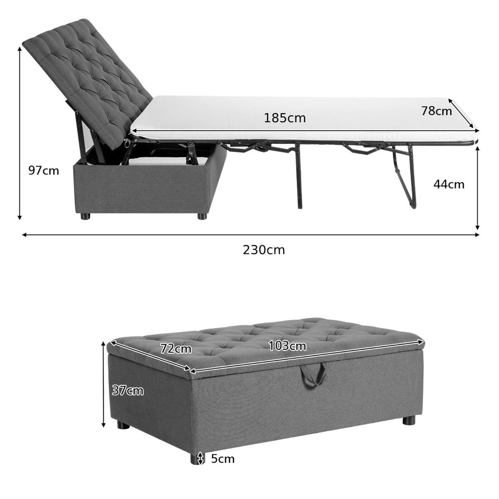 2-in-1 Convertible Sofa Bed with Mattress for Home and Office-Blue