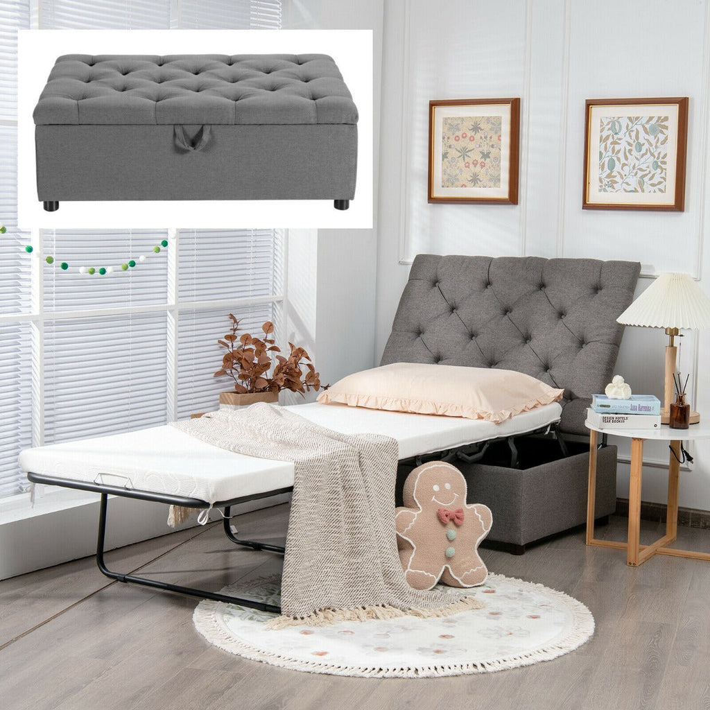 2-in-1 Convertible Sofa Bed with Mattress for Home and Office-Blue