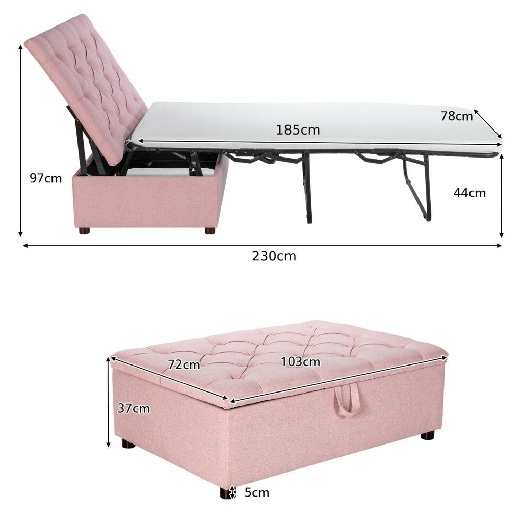 2-in-1 Convertible Sofa Bed with Mattress for Home and Office-Blue