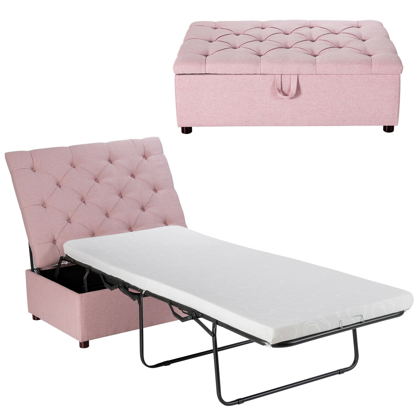 2-in-1 Convertible Sofa Bed with Mattress for Home and Office-Blue