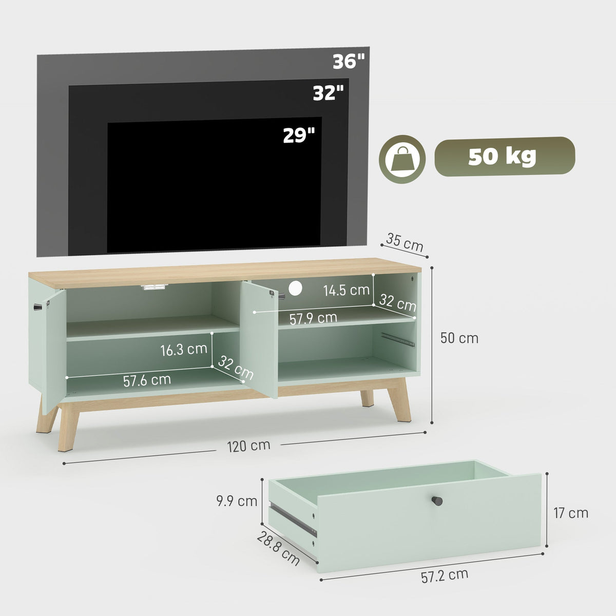 HOMCOM TV Stand Cabinet for Television up to 36 Inch, Modern TV Unit with 2 Doors, Entertainment Centre with Adjustable Shelf