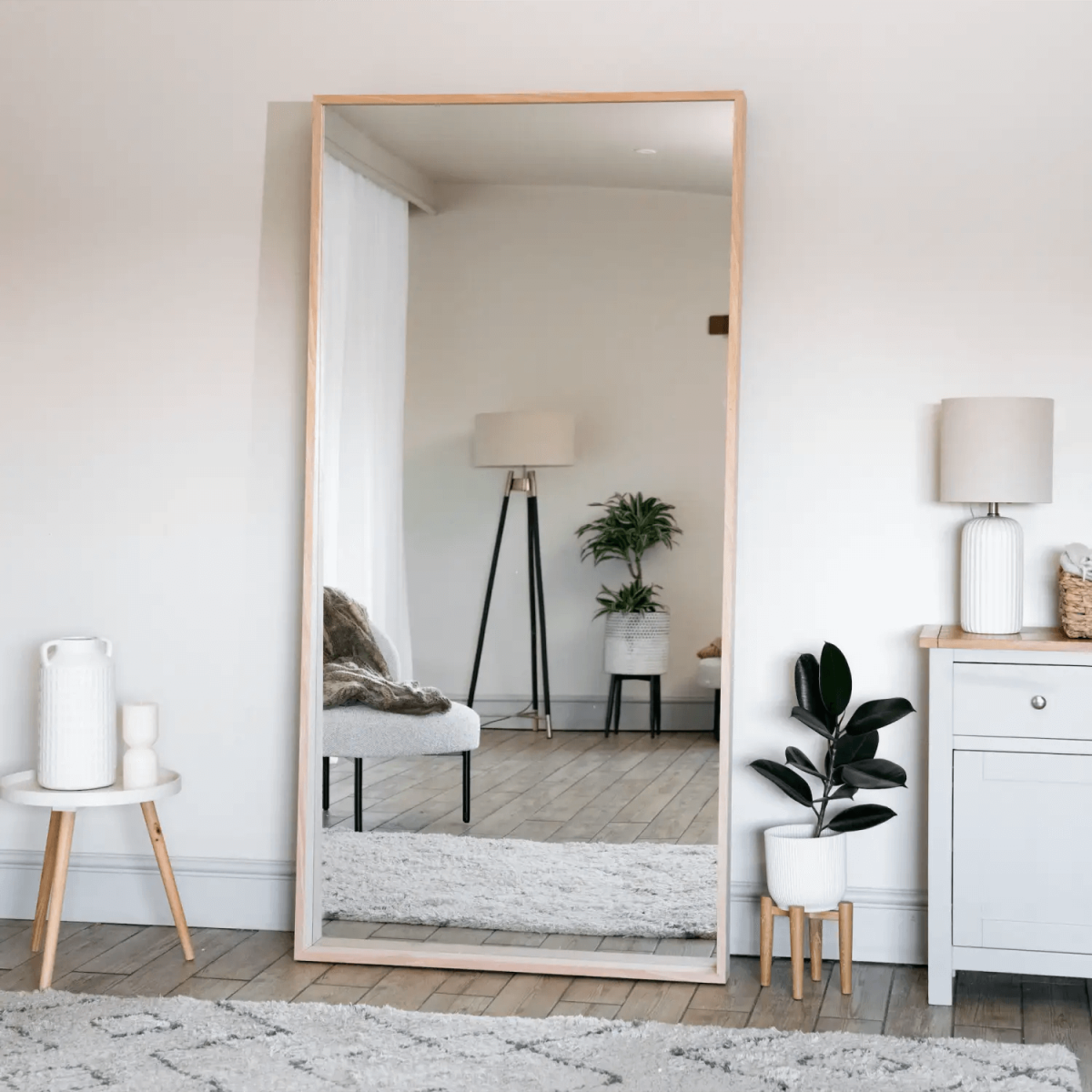 Hanaka - Full Length Natural Oak Rectangle Mirror - 200cm x 100cm