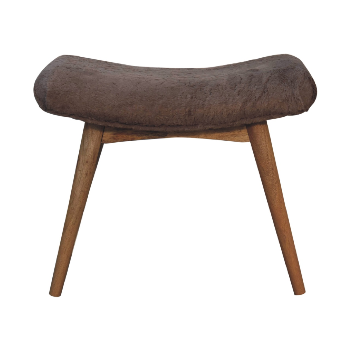 Artisan Furniture Solid Wood Mocha Faux Fur Curved Bench