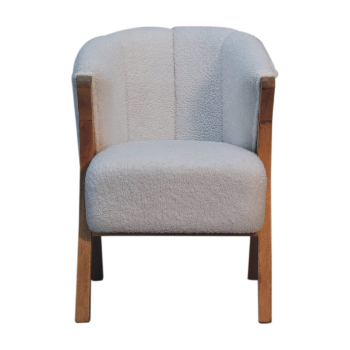 Artisan Furniture Solid Wood White Boucle Minimalistic Chair