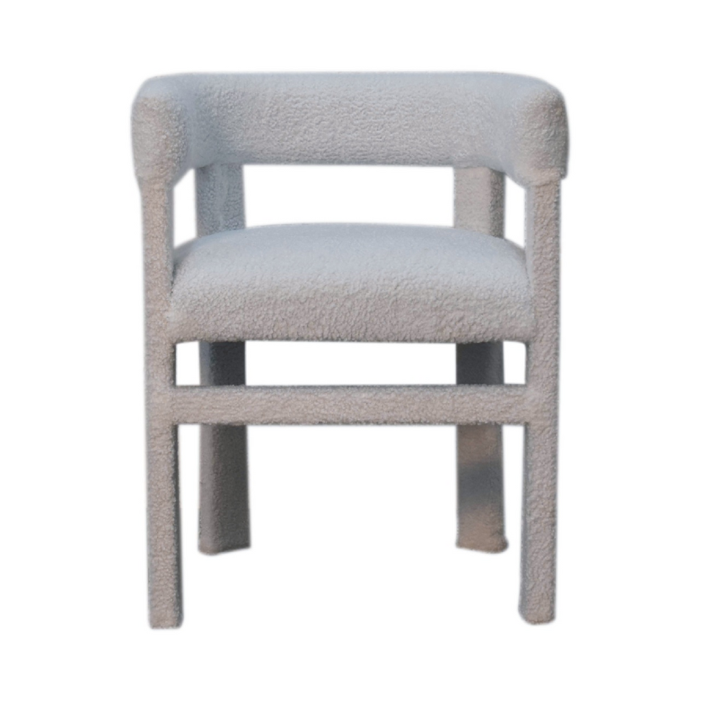 Artisan Furniture Solid Wood White Boucle Occasional Chair