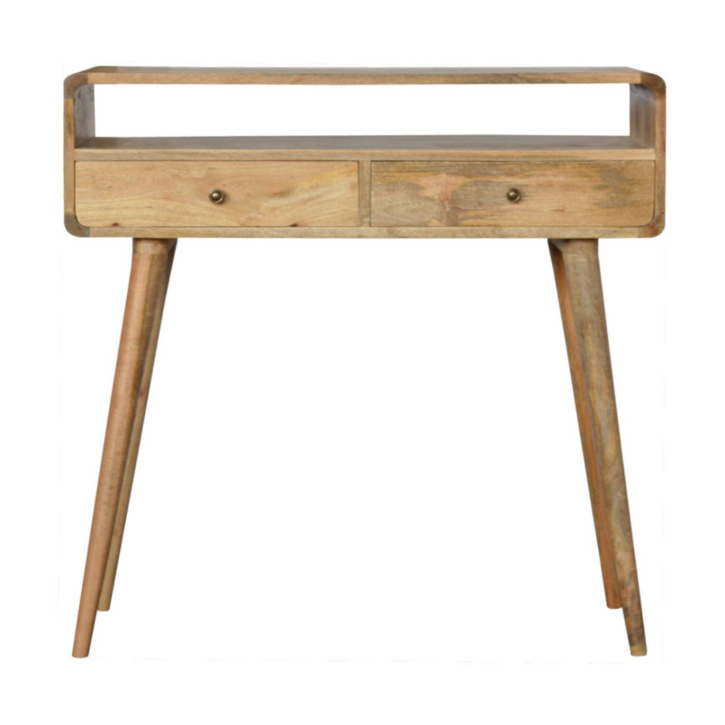 Artisan Furniture Solid Wood Curved Oak-ish Console Table