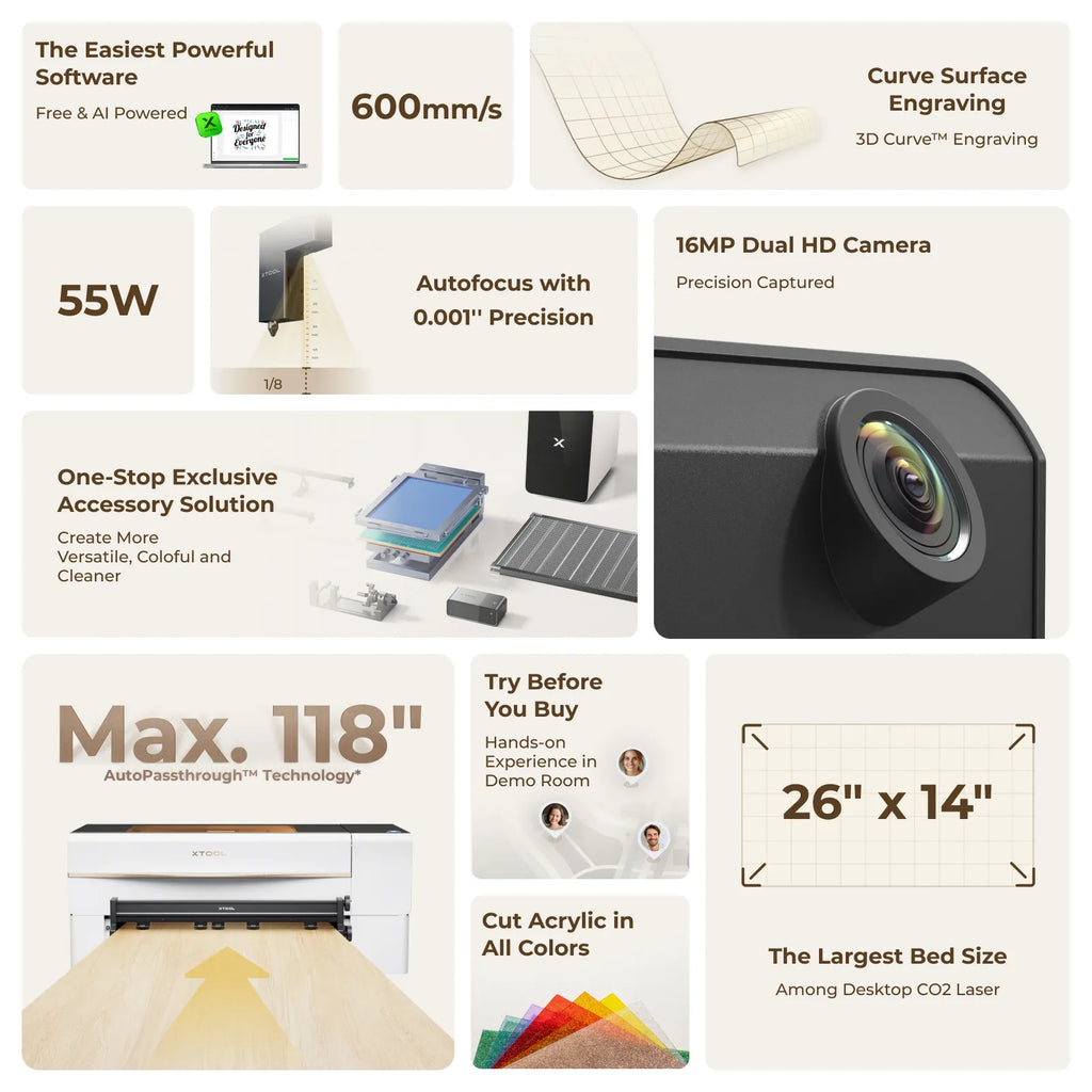 xTool P2S 55W Desktop CO2 Laser Cutter (Standalone)