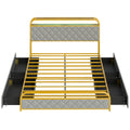 Modern Faux Leather Upholstered Platform Bed with Storage Headboard-Golden-King Size