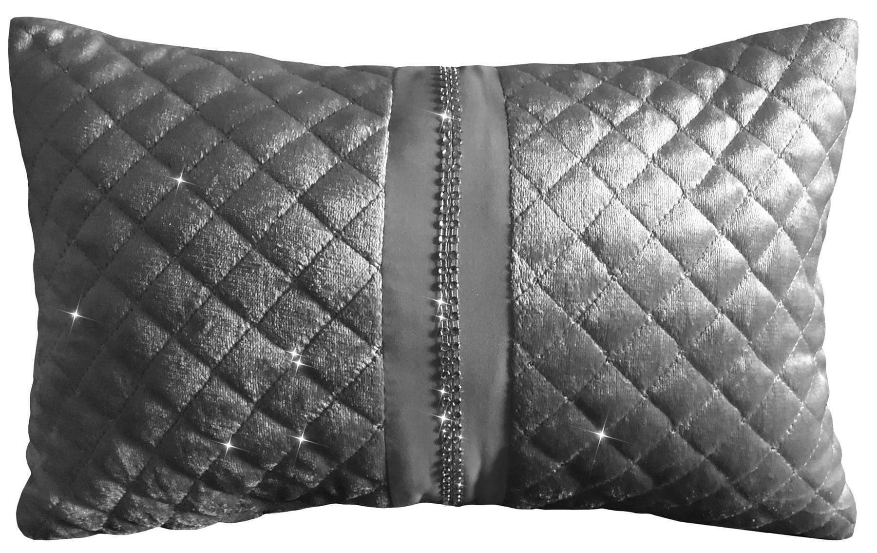 OLIVIA ROCCO Kylie Duvet Set Charcoal Gold Velvet Bedding With Quilted Trim Diamante