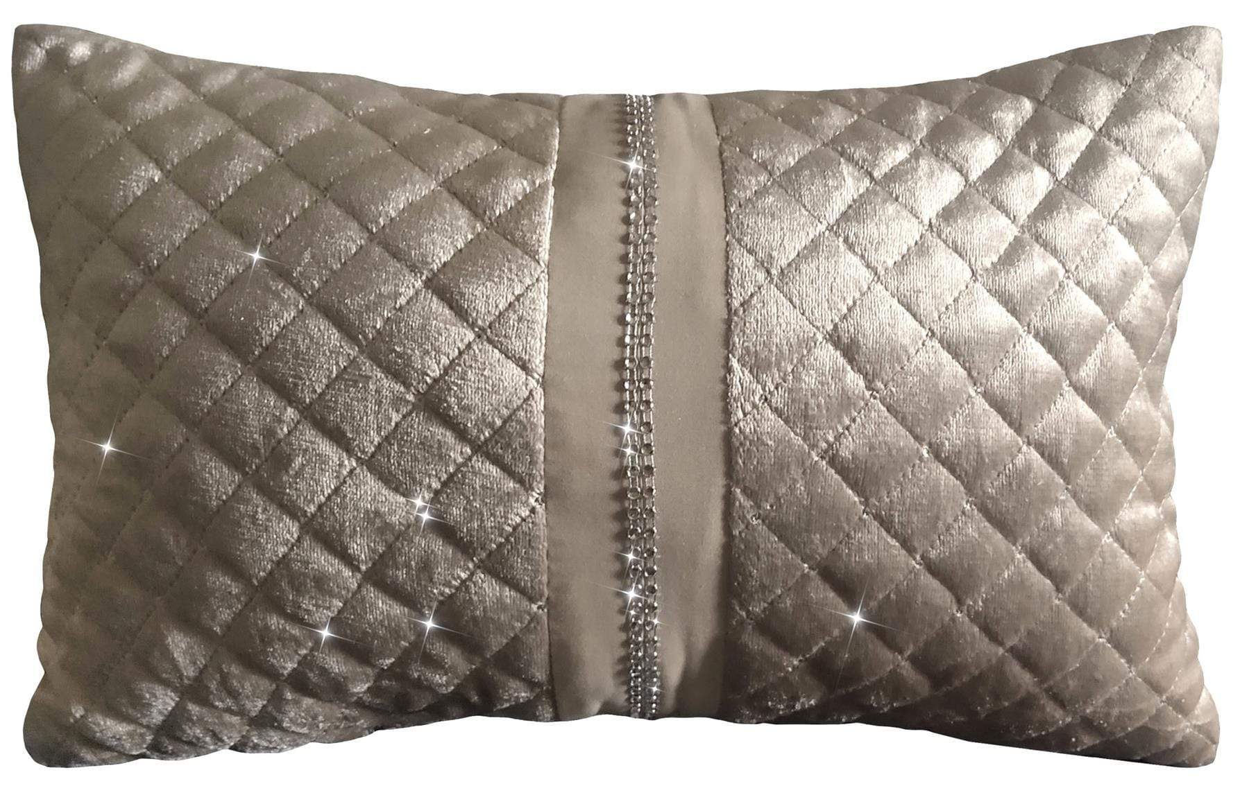 OLIVIA ROCCO Kylie Duvet Set Charcoal Gold Velvet Bedding With Quilted Trim Diamante