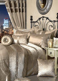 OLIVIA ROCCO Kylie Duvet Set Charcoal Gold Velvet Bedding With Quilted Trim Diamante