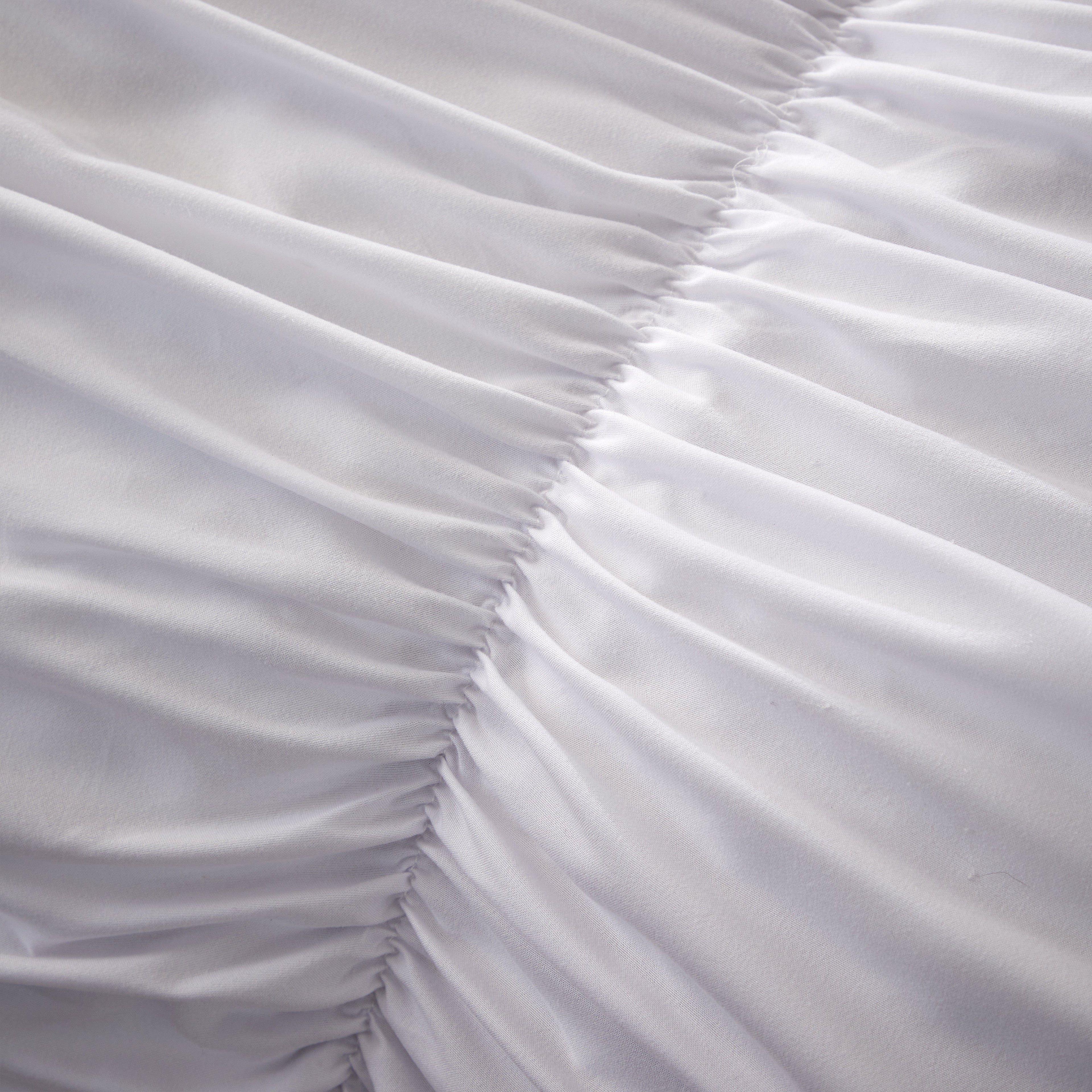 OLIVIA ROCCO Ruched White Microfibre Duvet Cover Set With Pillowcases Ruffle Bedding