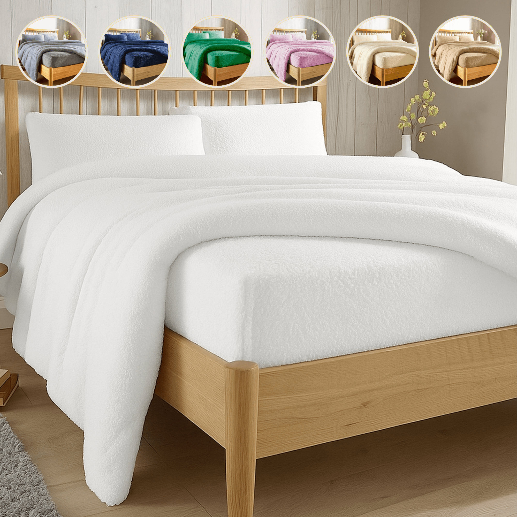 OLIVIA ROCCO Teddy Fleece Extra Deep Fitted Sheet Plush Soft Winter Bedding Snug Elastic