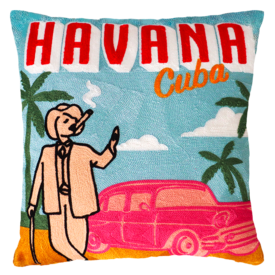 Havana Cuba Needlepoint Pillow