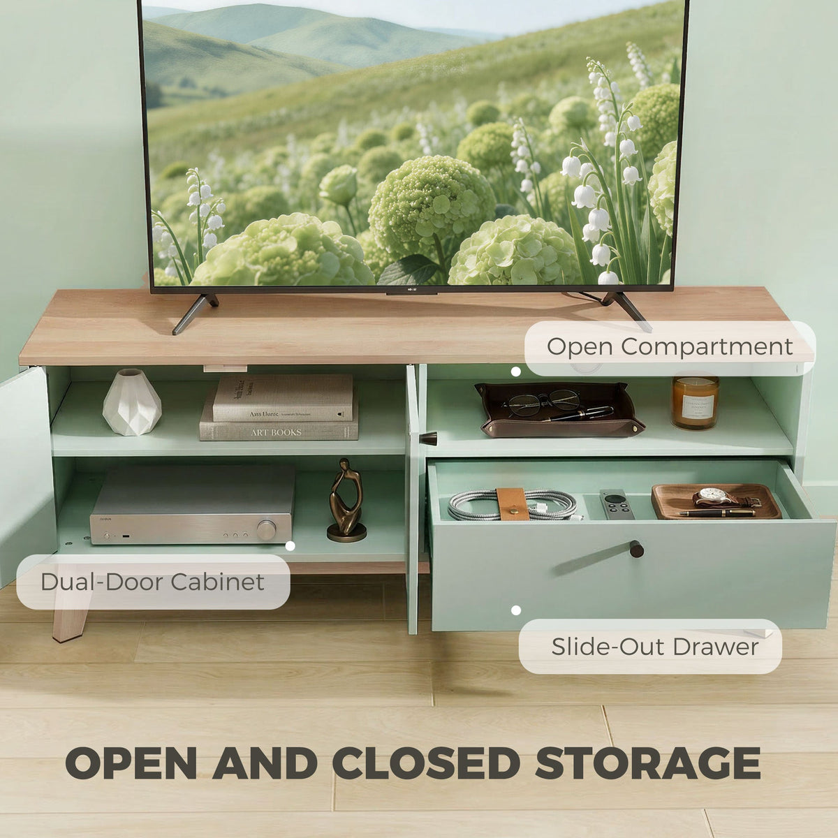 HOMCOM TV Stand Cabinet for Television up to 36 Inch, Modern TV Unit with 2 Doors, Entertainment Centre with Adjustable Shelf