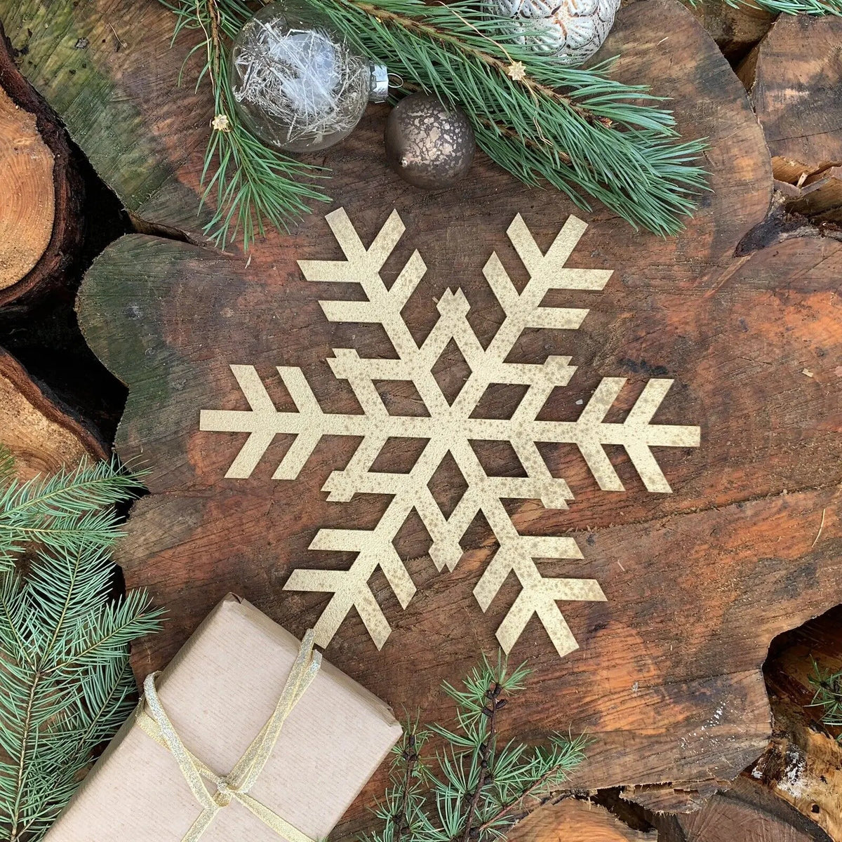 Large Rustic Metal Snowflake Decoration