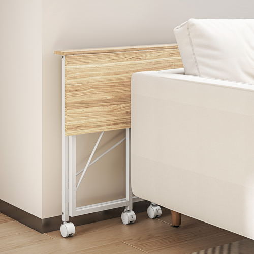 HOMCOM Folding Desk on Wheels, Writing Table for Home Office