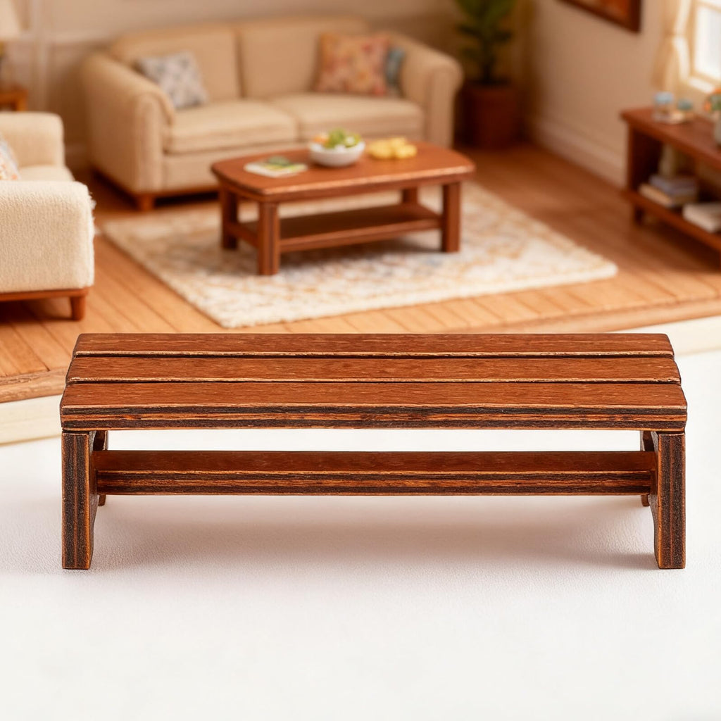 Uonlytech 2Pcs Wooden Mini House Bench – Dollhouse Furniture for Bedroom & Dining