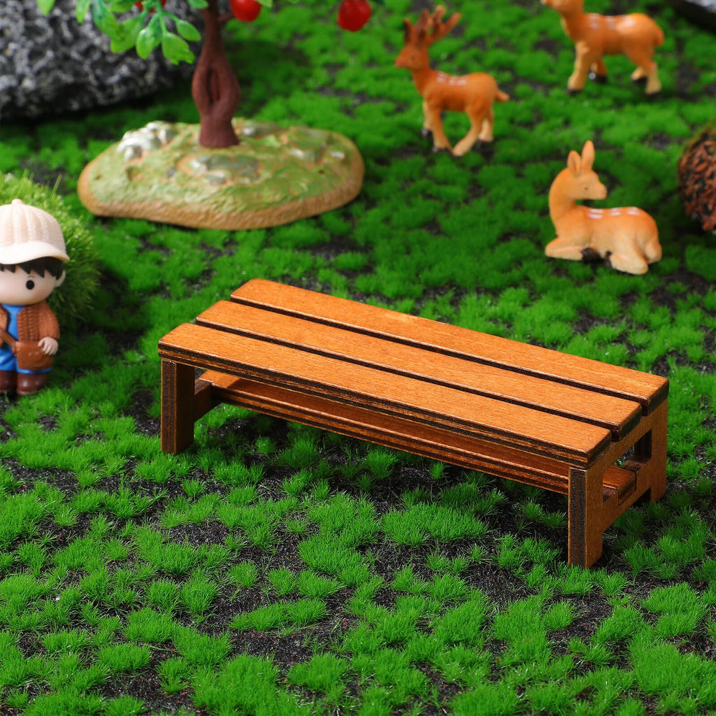 Uonlytech 2Pcs Wooden Mini House Bench – Dollhouse Furniture for Bedroom & Dining