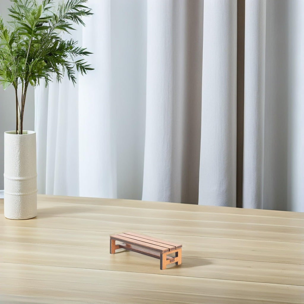 Uonlytech 2Pcs Wooden Mini House Bench – Dollhouse Furniture for Bedroom & Dining