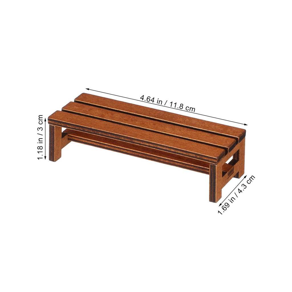 Uonlytech 2Pcs Wooden Mini House Bench – Dollhouse Furniture for Bedroom & Dining