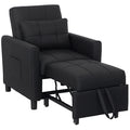 HOMCOM Linen-Look Single Chair Bed - Black