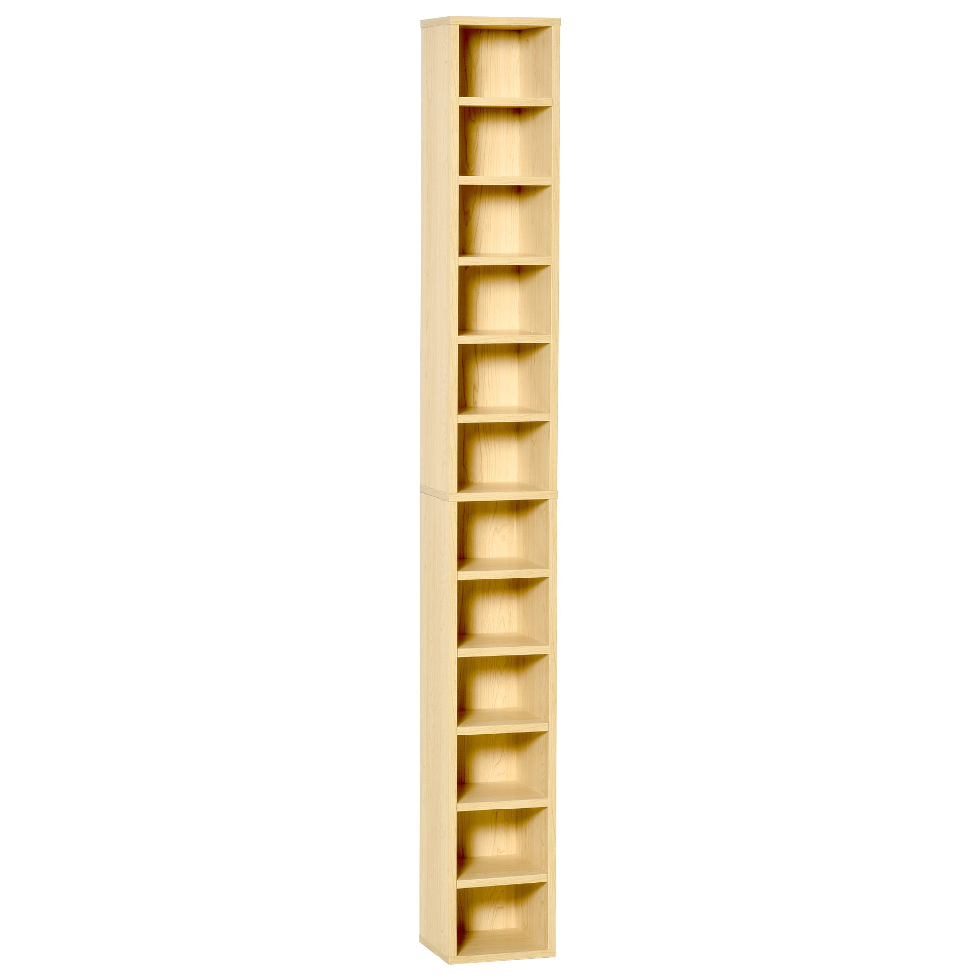 HOMCOM 204 CD Tall Narrow Media Storage Tower - Oak Tone
