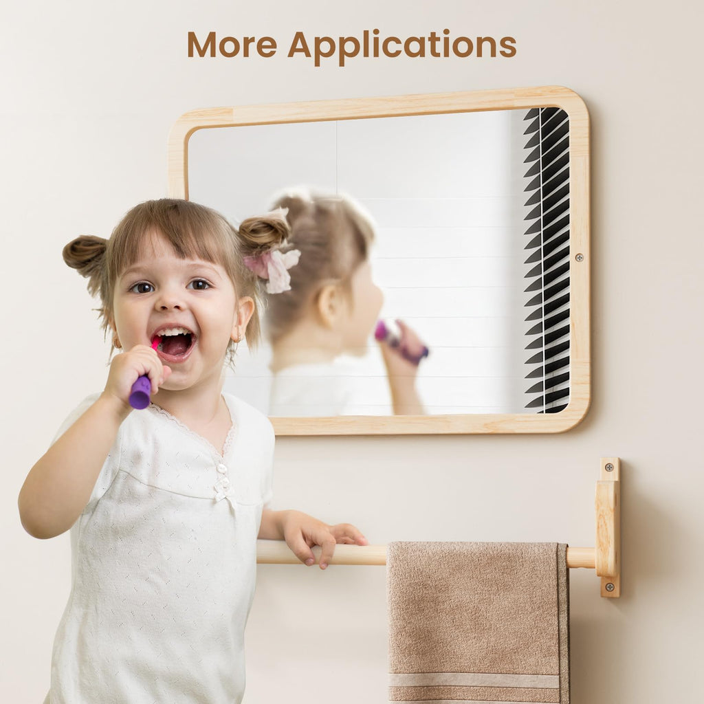 Woodtoe Montessori Mirror with Bar - Adjustable Pull-Up Toy for 6-18 Months