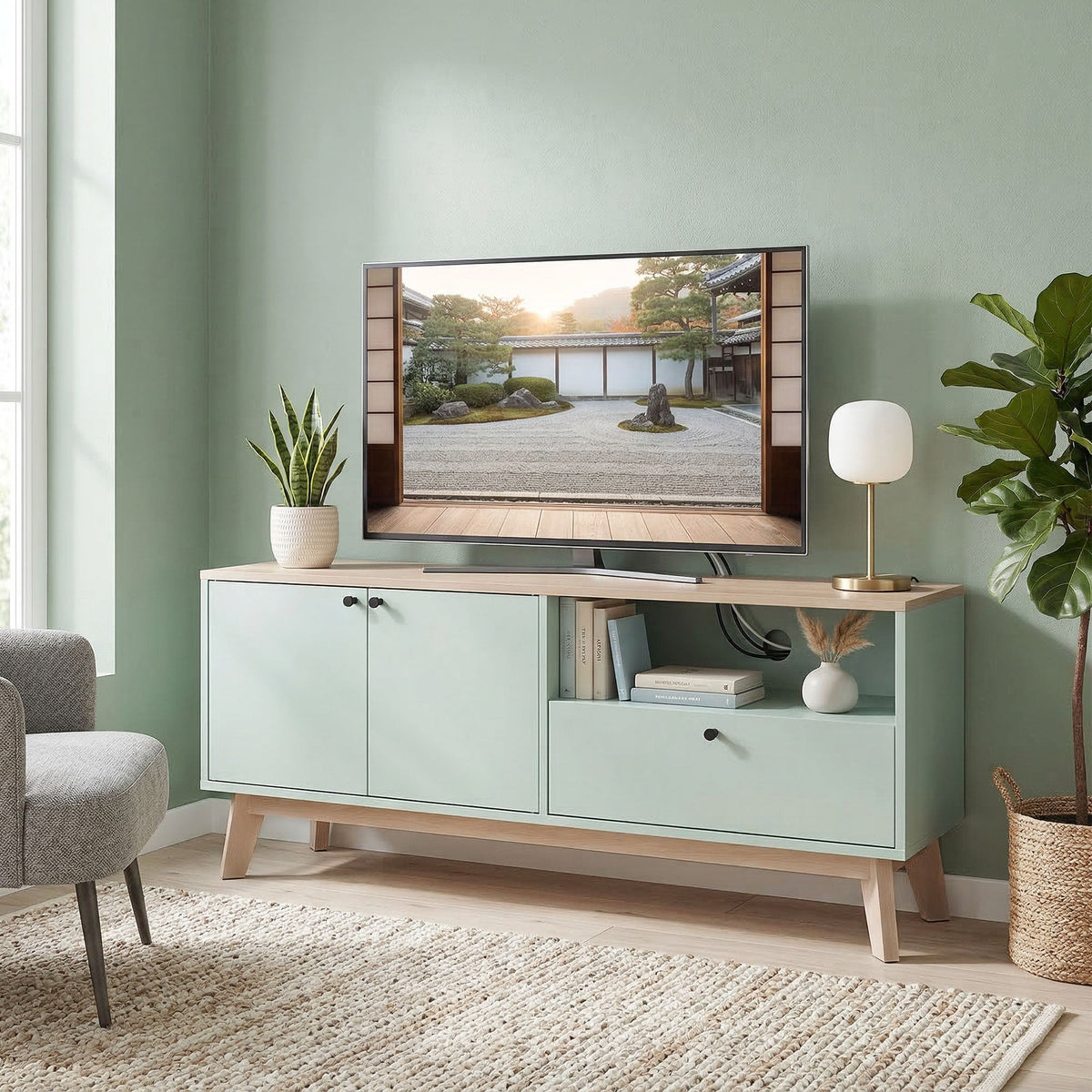HOMCOM TV Stand Cabinet for Television up to 36 Inch, Modern TV Unit with 2 Doors, Entertainment Centre with Adjustable Shelf